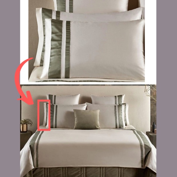NIB [ 1 King ] Pillow Sham for Frette At Home Brenta in‎ Ivory / Sage Green - Picture 11 of 12